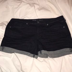Dark wash denim shorts